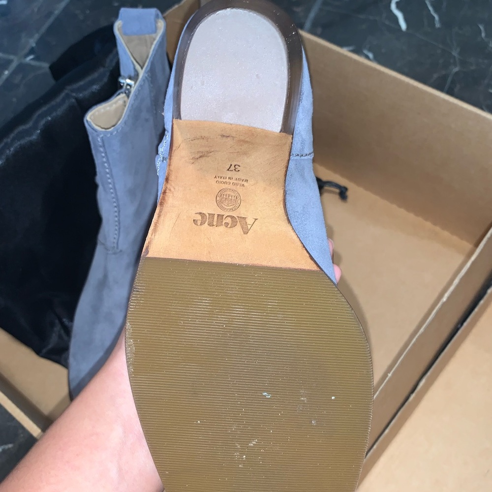 NEW Acne Blue Suede Pistol Ankle Boots - Picture 3 of 5